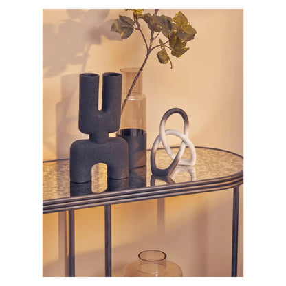Xania Rectangular Antique Mirrored Glass Console Table In Monochrome Hues