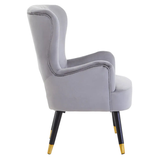 Loretta Velvet Cut Out Back Bedroom Chair In Grey