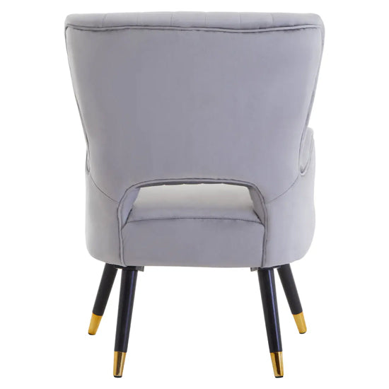 Loretta Velvet Cut Out Back Bedroom Chair In Grey