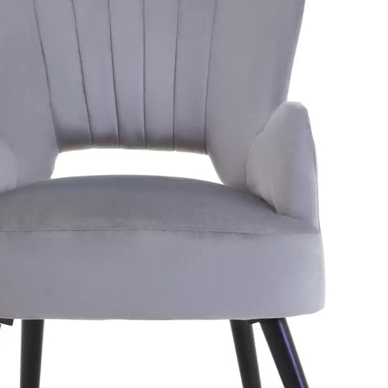Loretta Velvet Cut Out Back Bedroom Chair In Grey