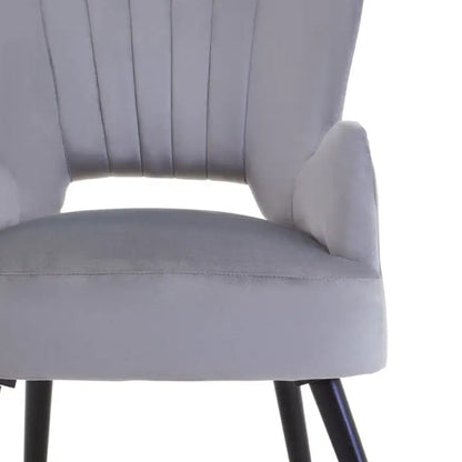 Loretta Velvet Cut Out Back Bedroom Chair In Grey