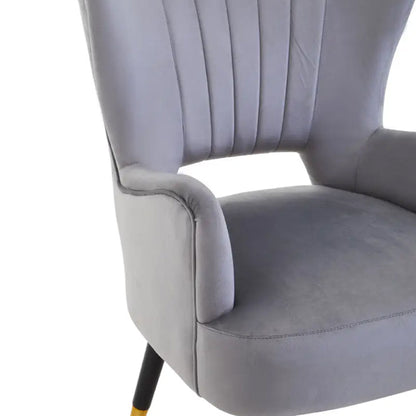 Loretta Velvet Cut Out Back Bedroom Chair In Grey
