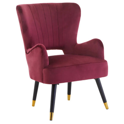 Loretta Velvet Cut Out Back Bedroom Chair In Wine