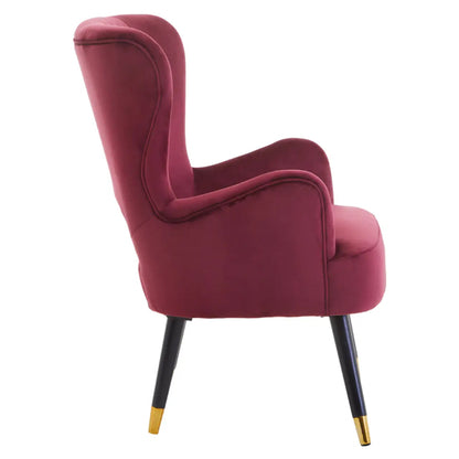 Loretta Velvet Cut Out Back Bedroom Chair In Wine