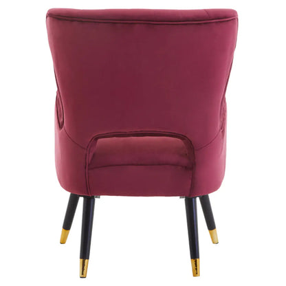 Loretta Velvet Cut Out Back Bedroom Chair In Wine