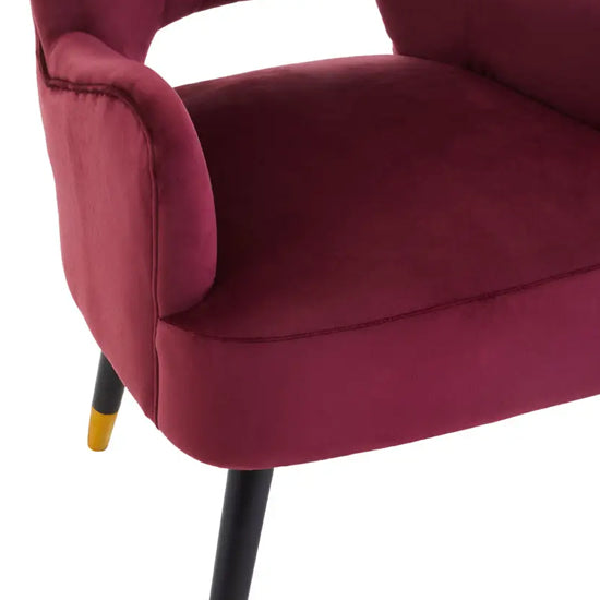 Loretta Velvet Cut Out Back Bedroom Chair In Wine