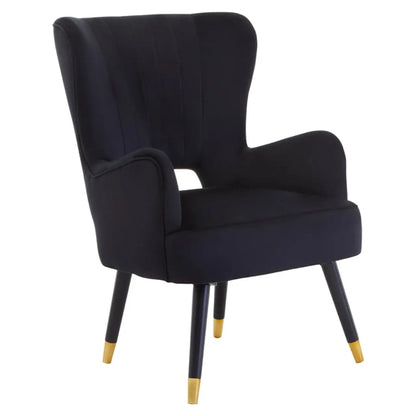 Loretta Velvet Cut Out Back Bedroom Chair In Black