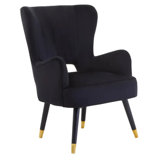 Loretta Velvet Cut Out Back Bedroom Chair In Black