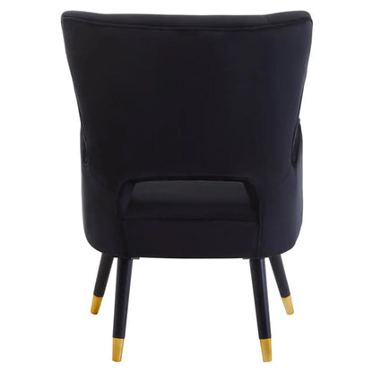Loretta Velvet Cut Out Back Bedroom Chair In Black