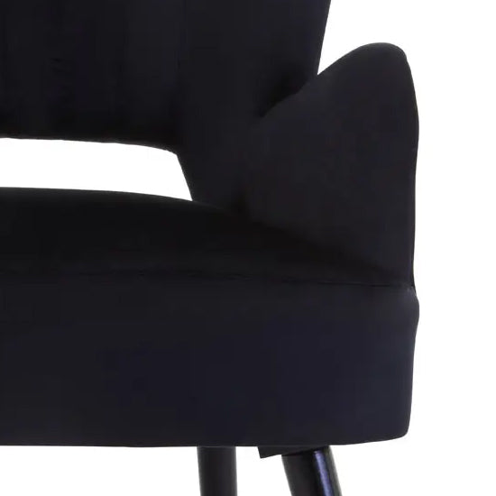 Loretta Velvet Cut Out Back Bedroom Chair In Black