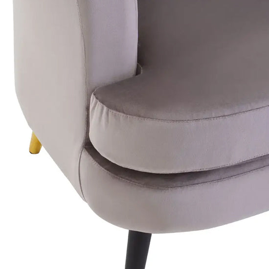 Loretta Velvet Scalloped Bedroom Chair In Mink
