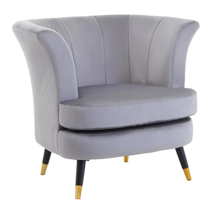 Loretta Velvet Scalloped Bedroom Chair In Grey
