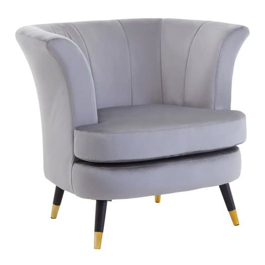Loretta Velvet Scalloped Bedroom Chair In Grey