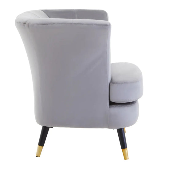 Loretta Velvet Scalloped Bedroom Chair In Grey
