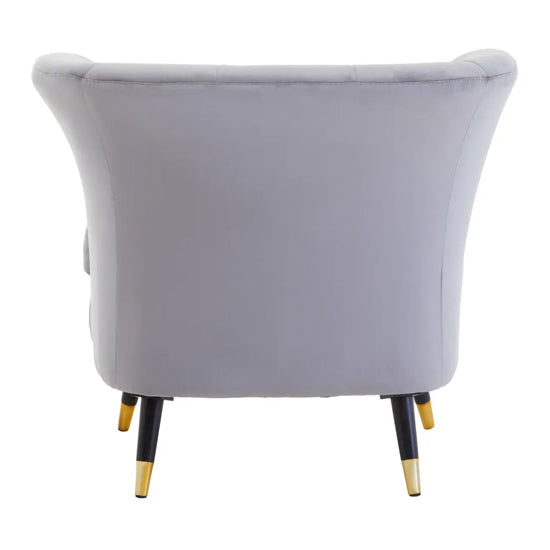 Loretta Velvet Scalloped Bedroom Chair In Grey
