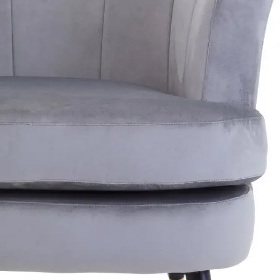 Loretta Velvet Scalloped Bedroom Chair In Grey