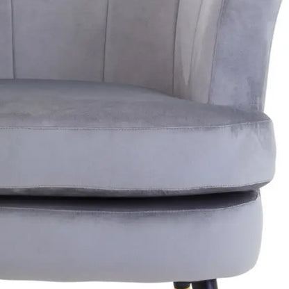 Loretta Velvet Scalloped Bedroom Chair In Grey