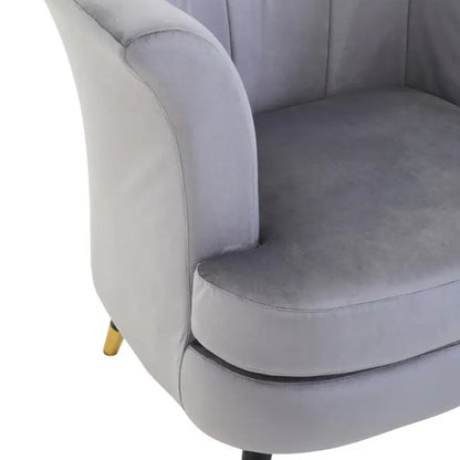 Loretta Velvet Scalloped Bedroom Chair In Grey