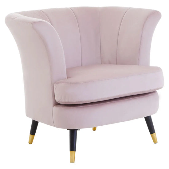Loretta Velvet Scalloped Bedroom Chair In Dusky Pink