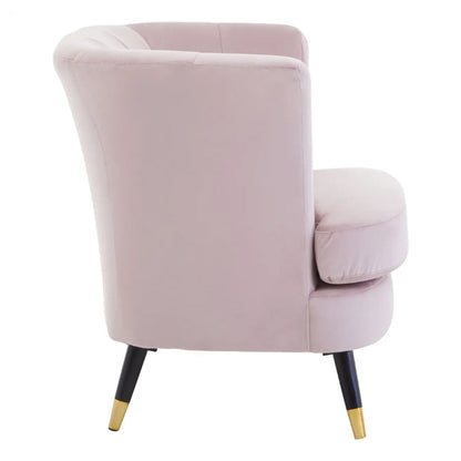 Loretta Velvet Scalloped Bedroom Chair In Dusky Pink