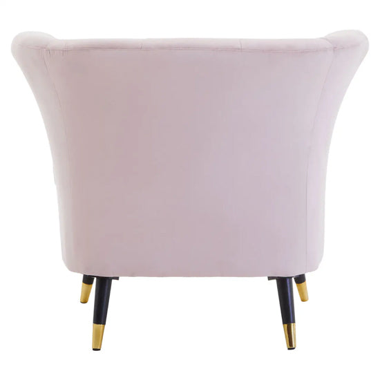 Loretta Velvet Scalloped Bedroom Chair In Dusky Pink