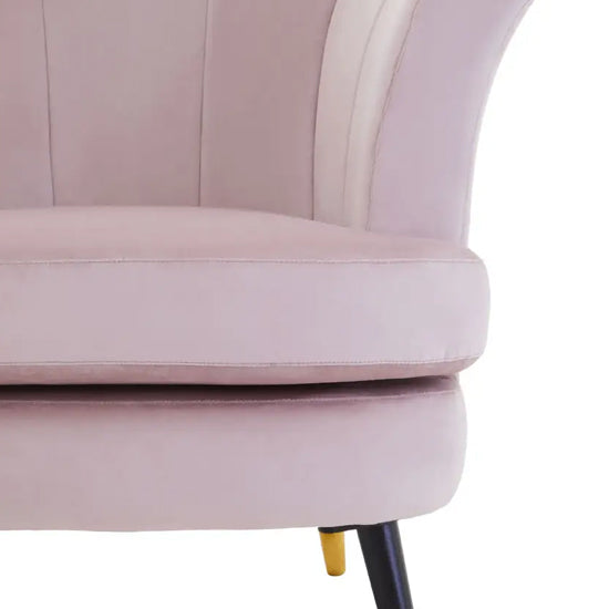 Loretta Velvet Scalloped Bedroom Chair In Dusky Pink
