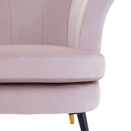 Loretta Velvet Scalloped Bedroom Chair In Dusky Pink