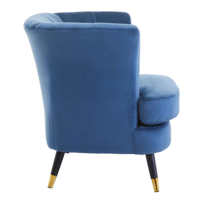Loretta Velvet Scalloped Bedroom Chair In Midnight Blue