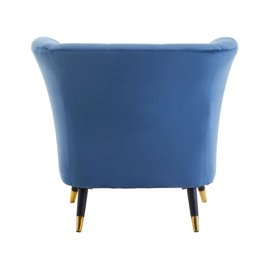 Loretta Velvet Scalloped Bedroom Chair In Midnight Blue