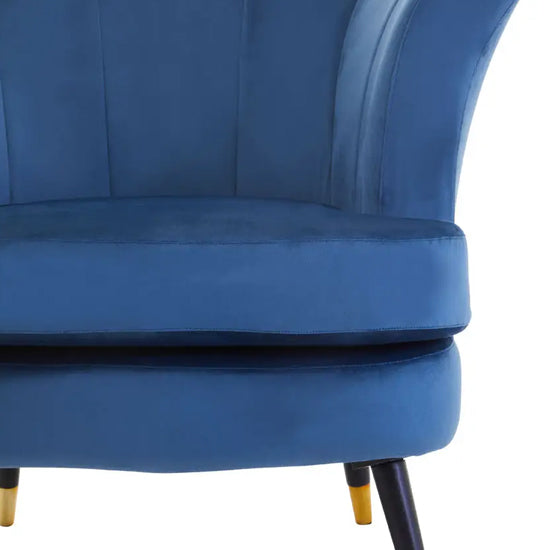 Loretta Velvet Scalloped Bedroom Chair In Midnight Blue