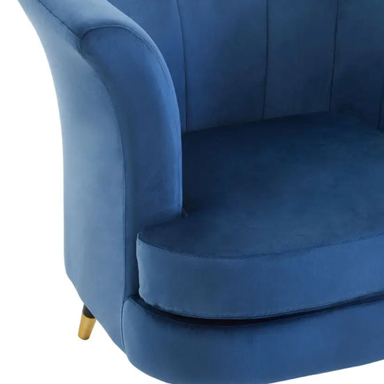 Loretta Velvet Scalloped Bedroom Chair In Midnight Blue
