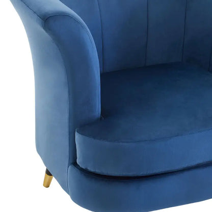 Loretta Velvet Scalloped Bedroom Chair In Midnight Blue