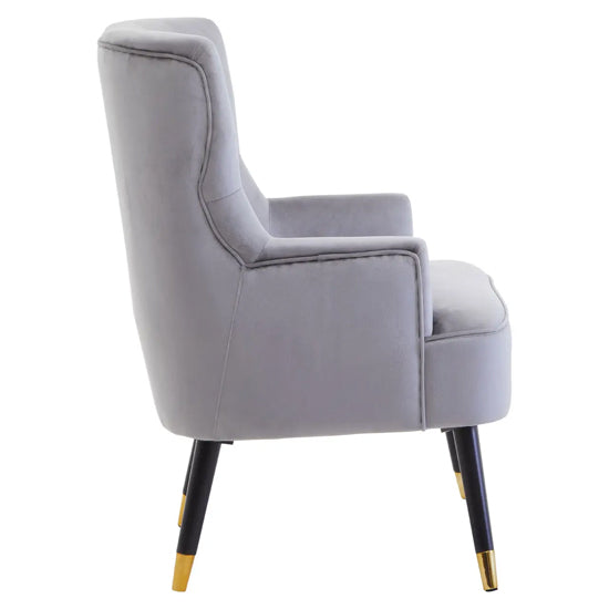 Loretta Velvet Tufted Bedroom Chair In Grey
