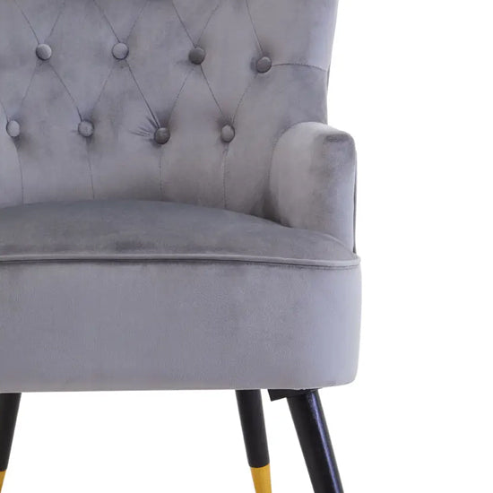 Loretta Velvet Tufted Bedroom Chair In Grey