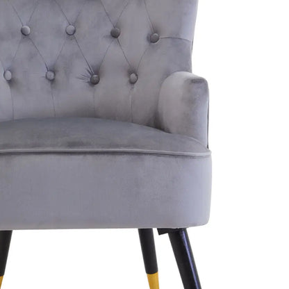 Loretta Velvet Tufted Bedroom Chair In Grey
