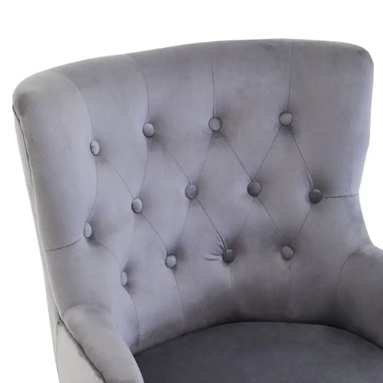 Loretta Velvet Tufted Bedroom Chair In Grey