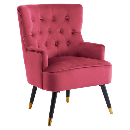 Loretta Velvet Tufted Bedroom Chair In Wine