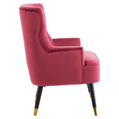 Loretta Velvet Tufted Bedroom Chair In Wine