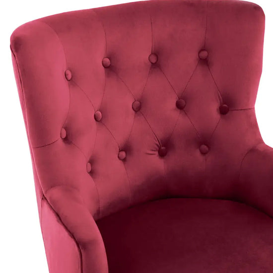 Loretta Velvet Tufted Bedroom Chair In Wine