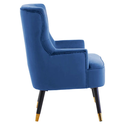 Loretta Velvet Tufted Bedroom Chair In Midnight Blue
