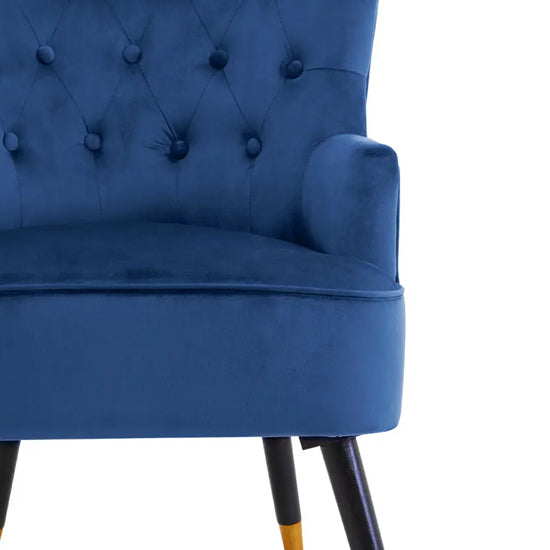 Loretta Velvet Tufted Bedroom Chair In Midnight Blue