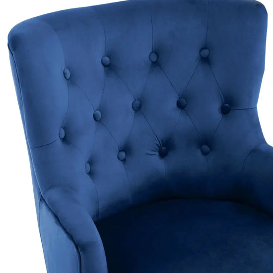 Loretta Velvet Tufted Bedroom Chair In Midnight Blue