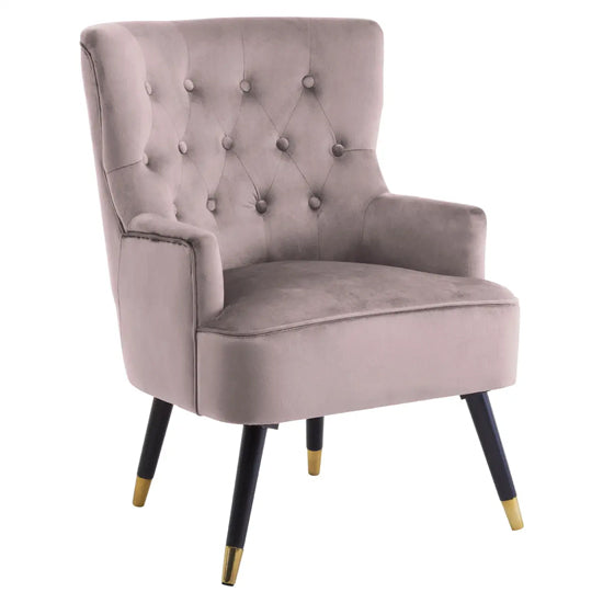 Loretta Velvet Tufted Bedroom Chair In Mink
