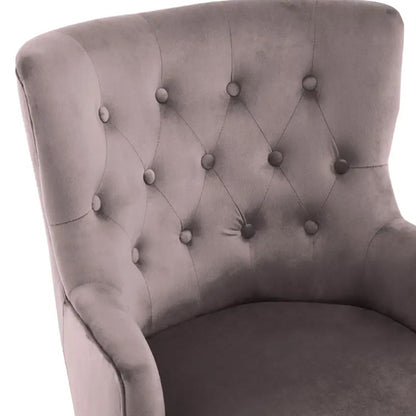 Loretta Velvet Tufted Bedroom Chair In Mink