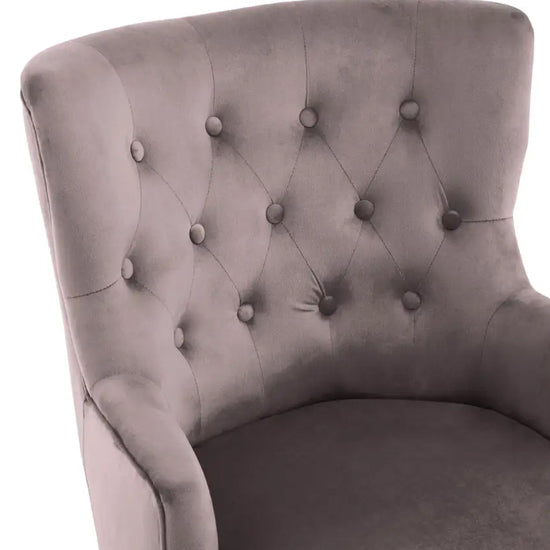 Loretta Velvet Tufted Bedroom Chair In Mink