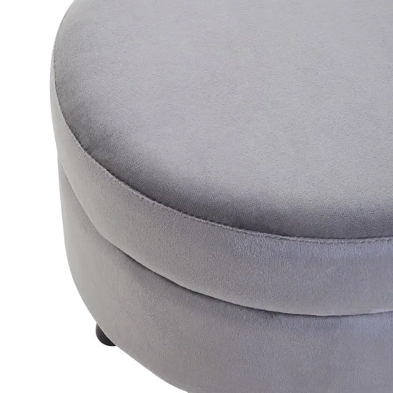 Loretta Velvet Stool In Grey With Black Wooden Legs