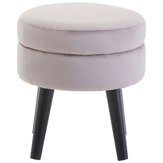 Loretta Velvet Stool In Mink With Black Wooden Legs