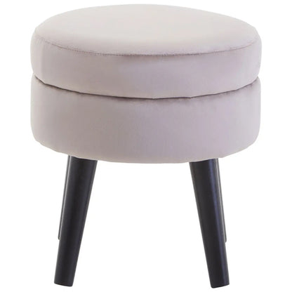 Loretta Velvet Stool In Mink With Black Wooden Legs