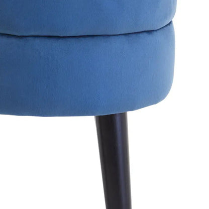 Loretta Velvet Stool In Midnight Blue With Black Wooden Legs