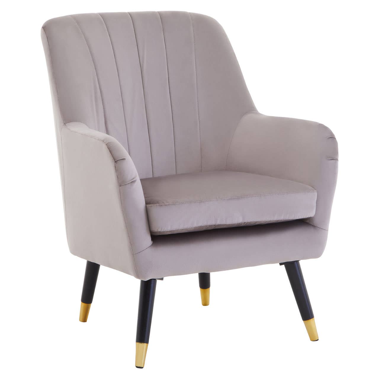Loretta Velvet Scalloped Armchair In Mink